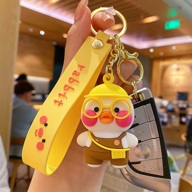 Car Key Chain Cartoon Cute Blusher Yellow Duck Resin Pendant Key Ring With  Glasses Decoration For Car Key | Don't Miss These Great Deals | Temu