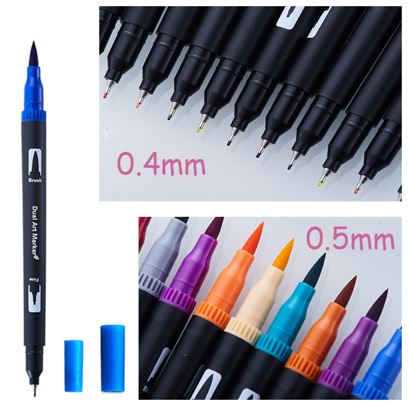 100 Colors Brush Tip Markers Dual Tip Water Color Brush Pens, Fine Tip Brush Mar