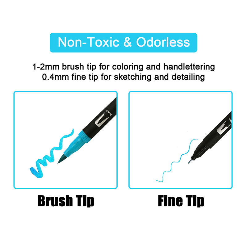MAIKEDEPOT Felt Tip Pens, 15pcs Calligraphy Pen Assorted Colors Sign Brush Pen Art Brush Marker Water Based Journaling Pen Set for Beginners Kids