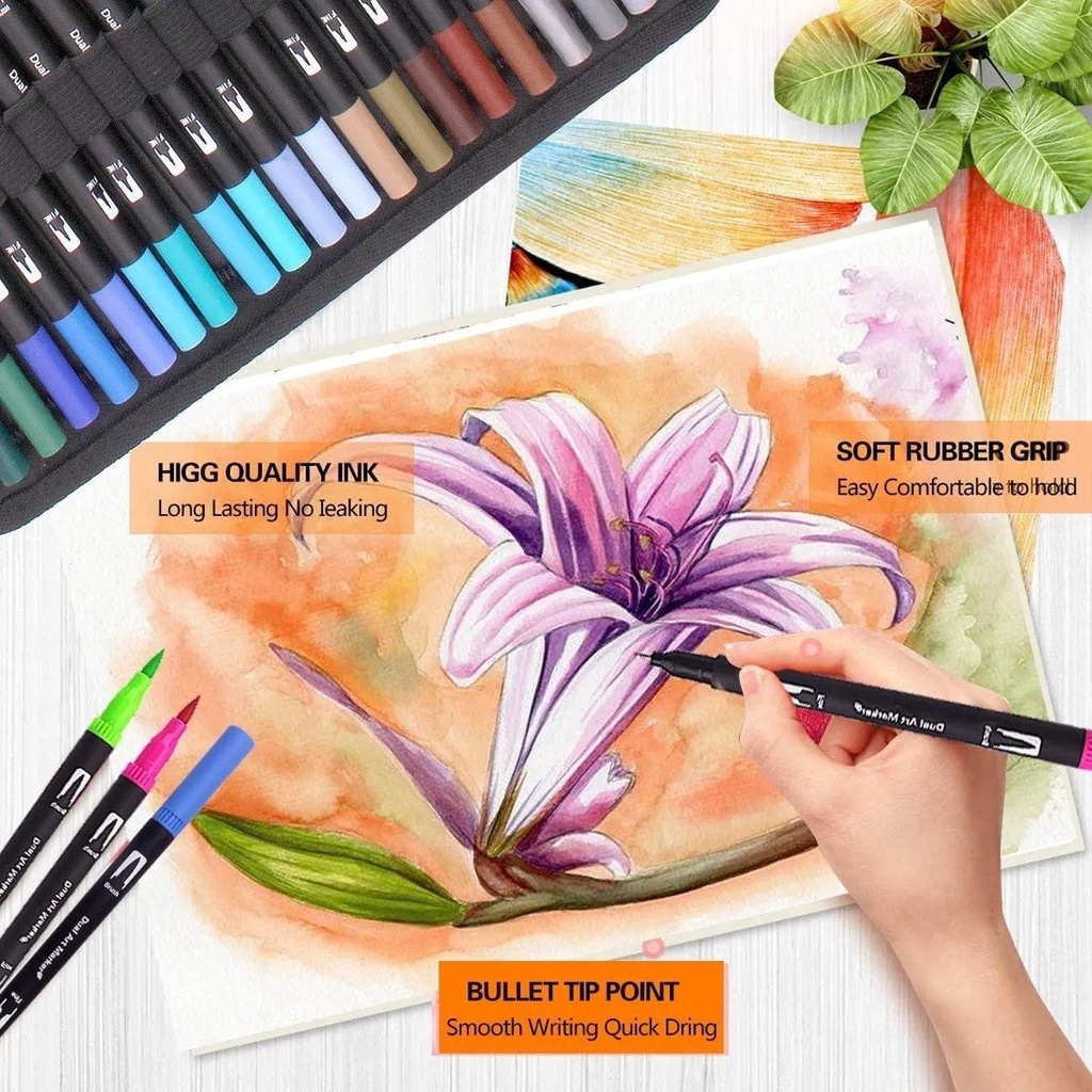 DiYiMi Colorful Art Co. Brush Pens - 20 Piece Watercolor Pen Set w/Premium  Brush Tip – Vibrant Paint Markers for Blending, Painting, Coloring,  Lettering, Callig…