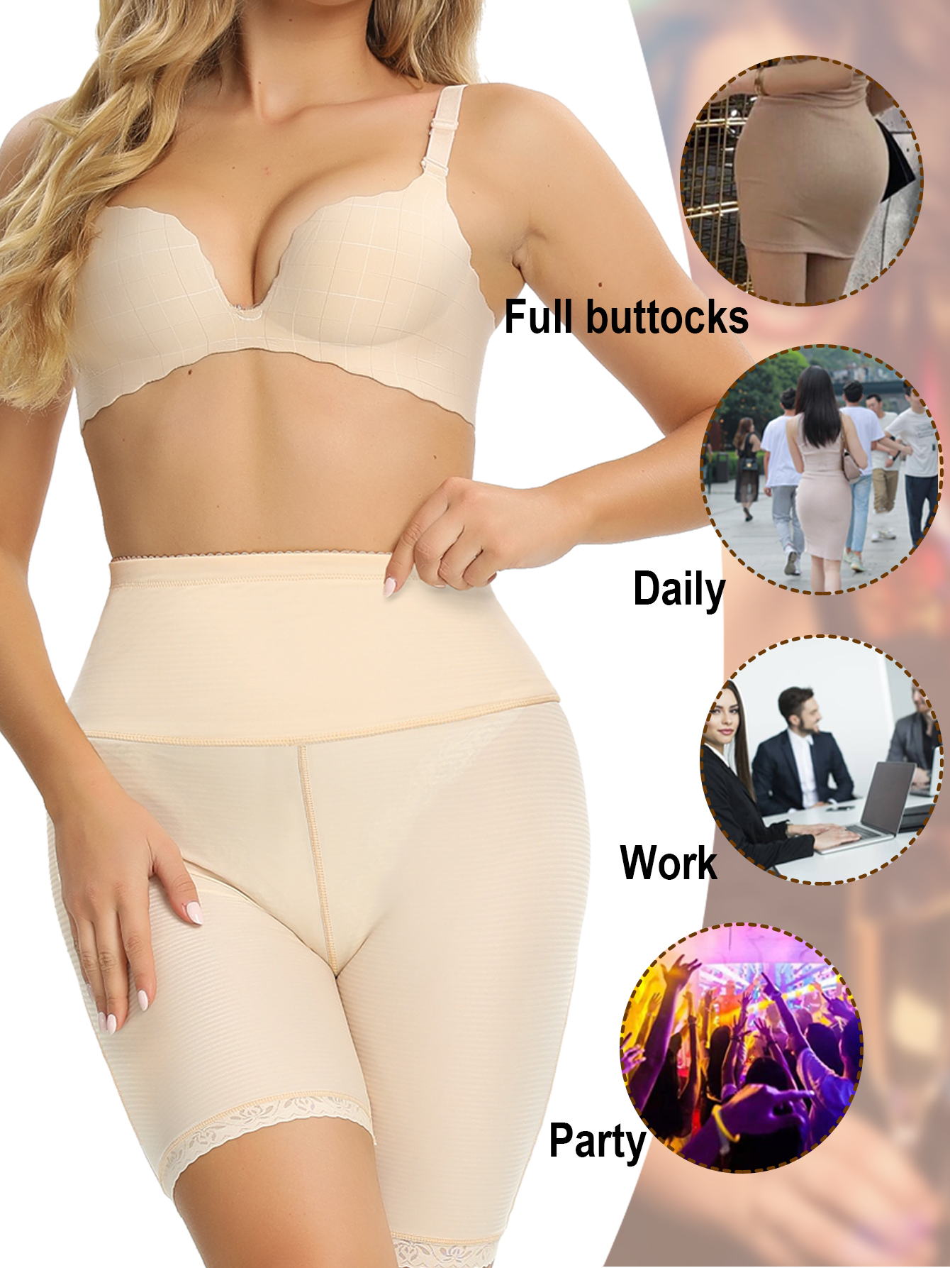 Ladies Padded Control Panties Sexy Butt Enhancers Body Shaper Shorts Long  Leg Tight Underwear for Women (Color : Beige, Size : M/Medium) : :  Clothing, Shoes & Accessories