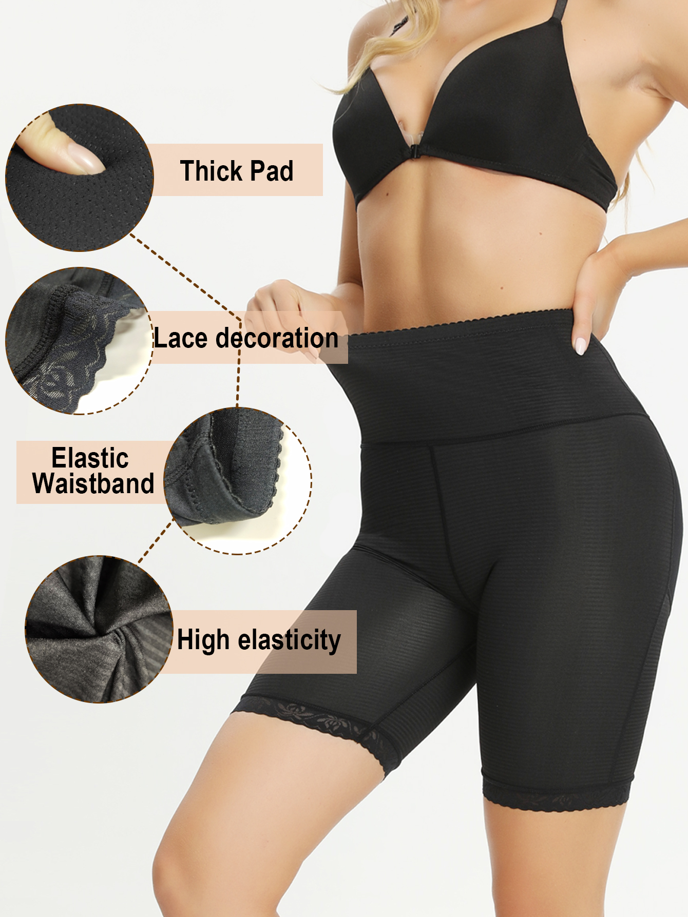 45% Spandex Compression Lace Ajustable Butt Lifter Tummy Control