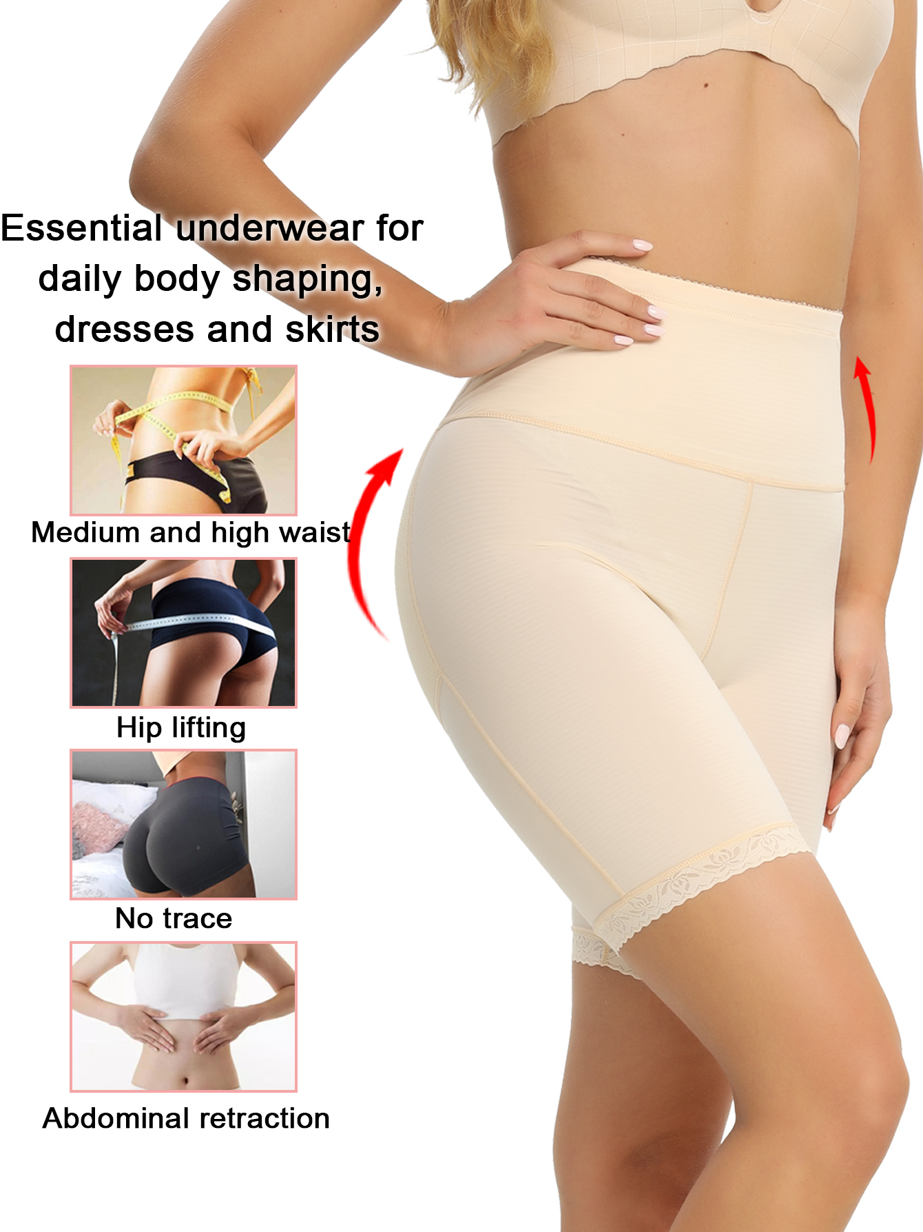 Butt Lifter Tummy Control Butt Lifting Panties Lift Underwear Booty Lifter  Bigger Butt Shaper for Women, Beige, M