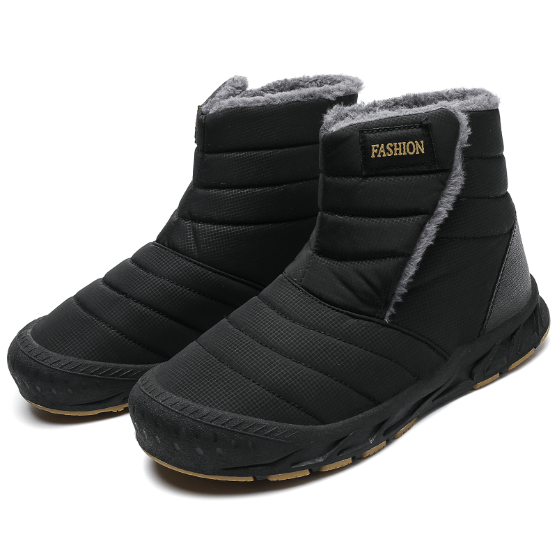 men plush lining waterproof hook loop snow boots