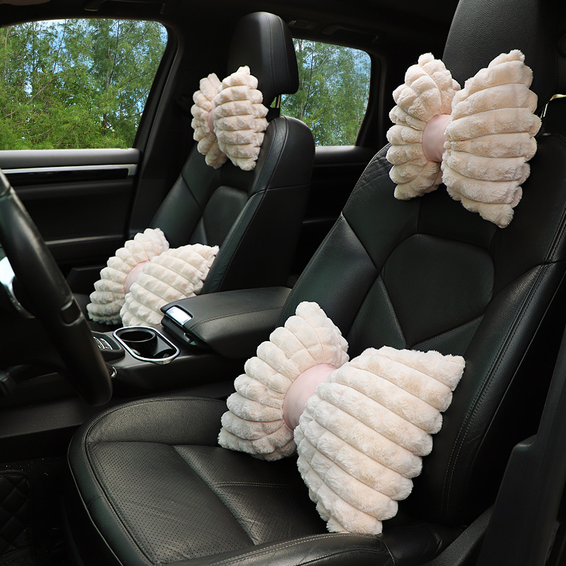 Car Winter Headrest Pillow Bubble Velvet Imitation Rabbit - Temu