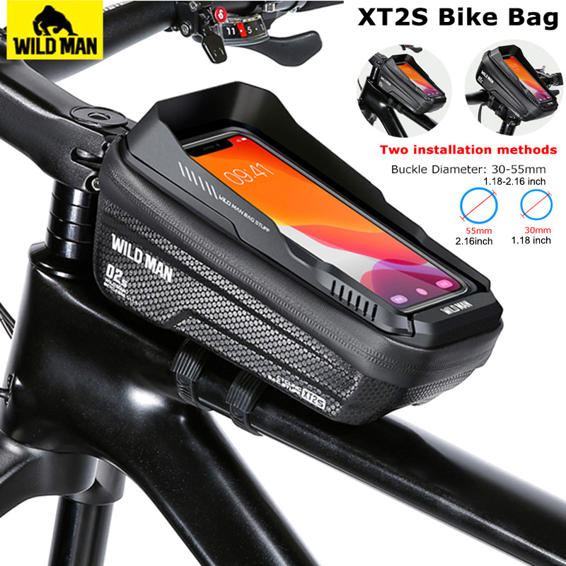 

Wild Man Bike Bag, Touch Screen Front Bicycle Bag, Quick Release Waterproof Phone Cases 6.8", Hard Shell Cycling Bag Mtb Accessories
