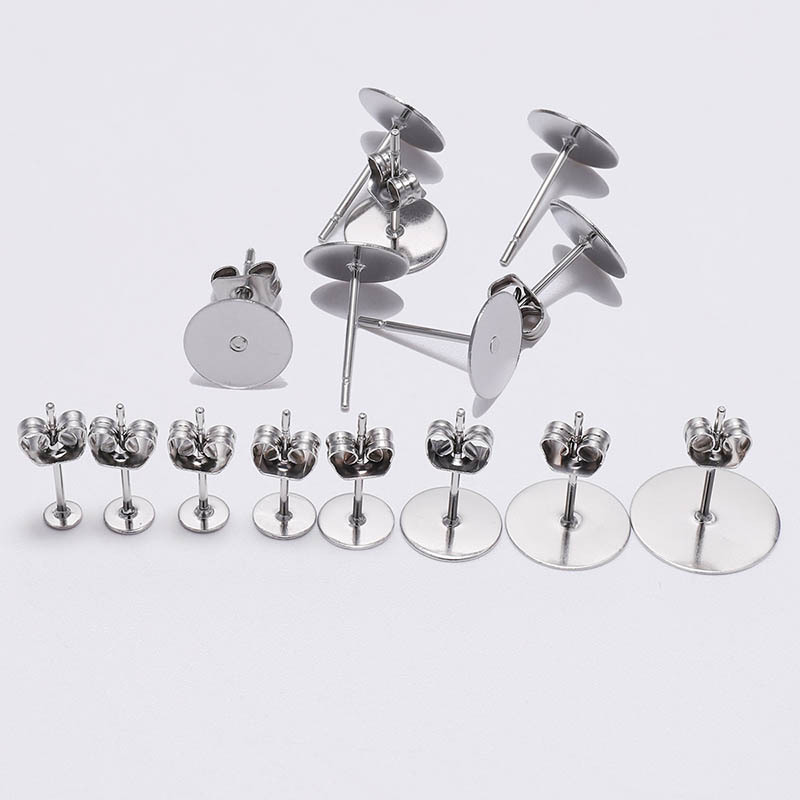 Stainless Steel Earring Posts Flat Round Stud Earring Findings for