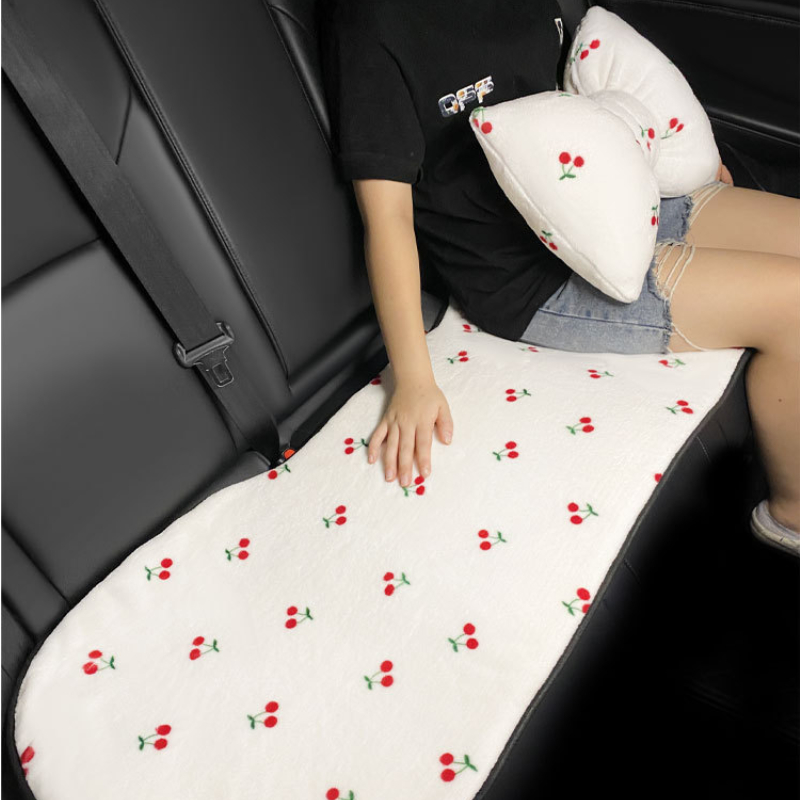 1pc Car Seat Cushion Cherry Print Girls Winter Plush Warm - Temu