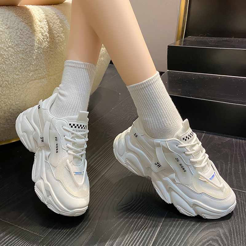 Zapatillas de deporte zapatillas deportivas blancas zapatillas mujer moda  otoño mujer zapatos deportivos suela gruesa pajarita antideslizante malla