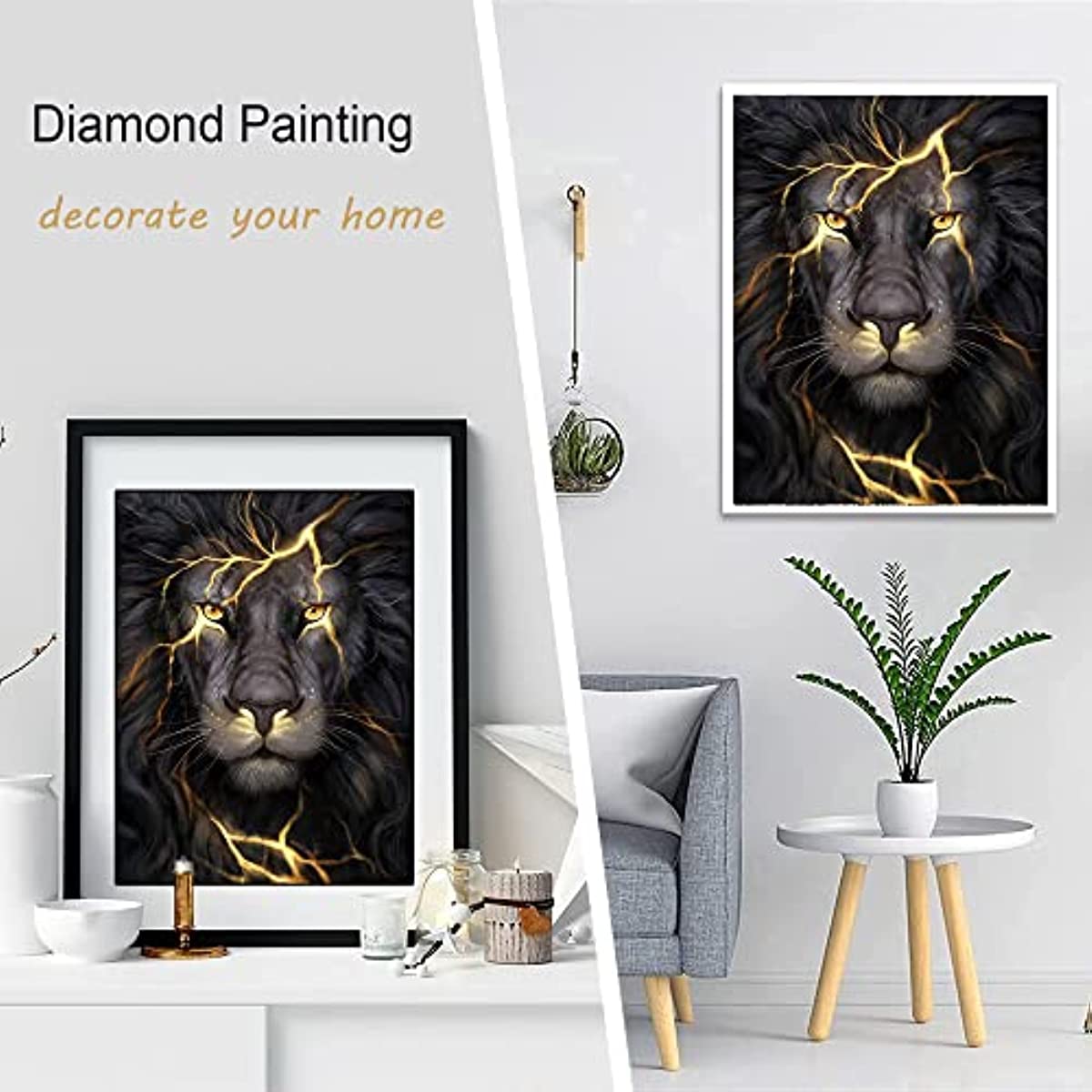 Huacan Diamond Painting Kits Black Lion 5D 30x40cm/11.8x15.7in, DP-1