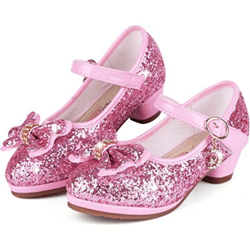 Zapatos Princesa Tacones Altos Lentejuelas Moda Niñas - Temu