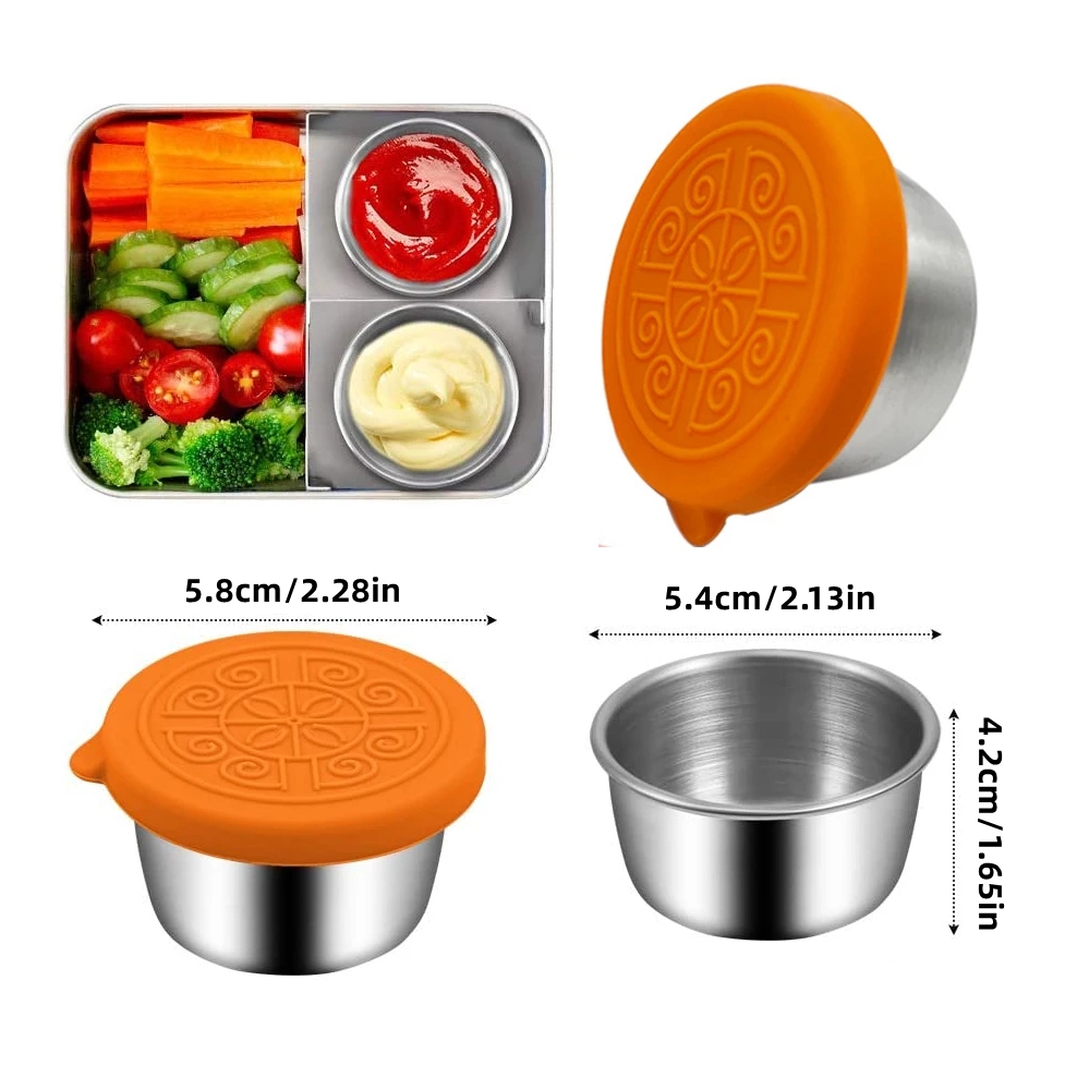 Leakproof Stainless Steel Condiment Container With Lids - Perfect
