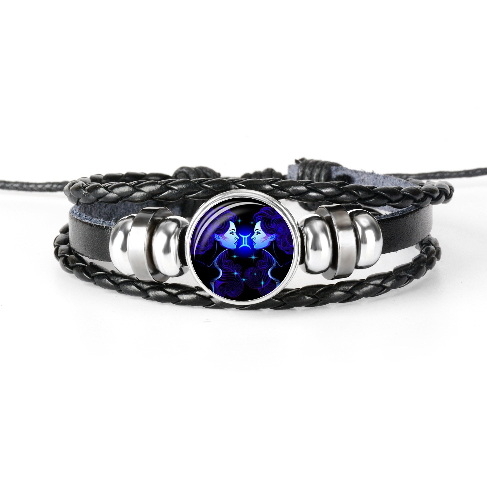 12 Constellation Leather String Bracelet Couple Jewelry