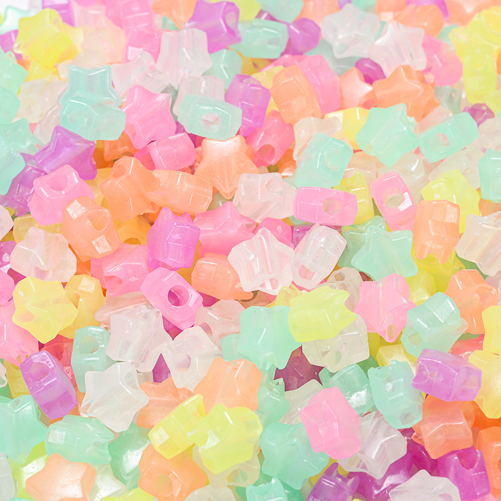 Acrylic Beads Candy Color Heart Star Loose Spacer Beads For - Temu