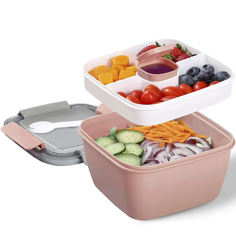 All in One Salad to Go Container with Attachable Fork - China Salad Bowl  and Plastic Bowl price