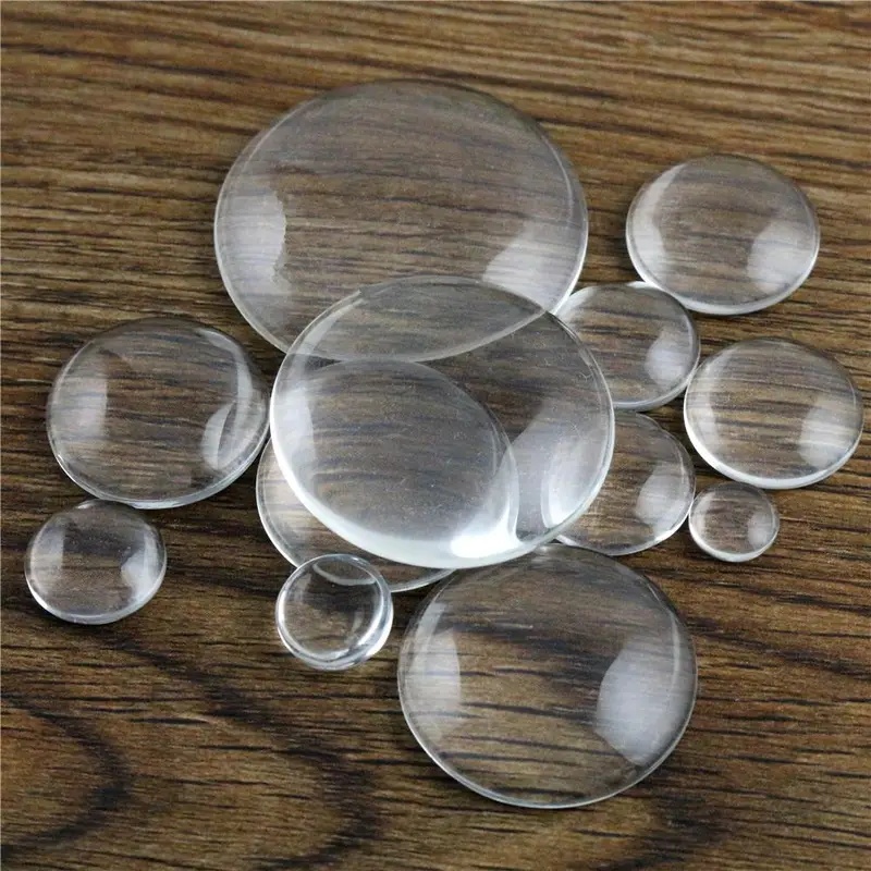 Lot Round Flat Back Clear Glass Cabochon Transparent - Temu