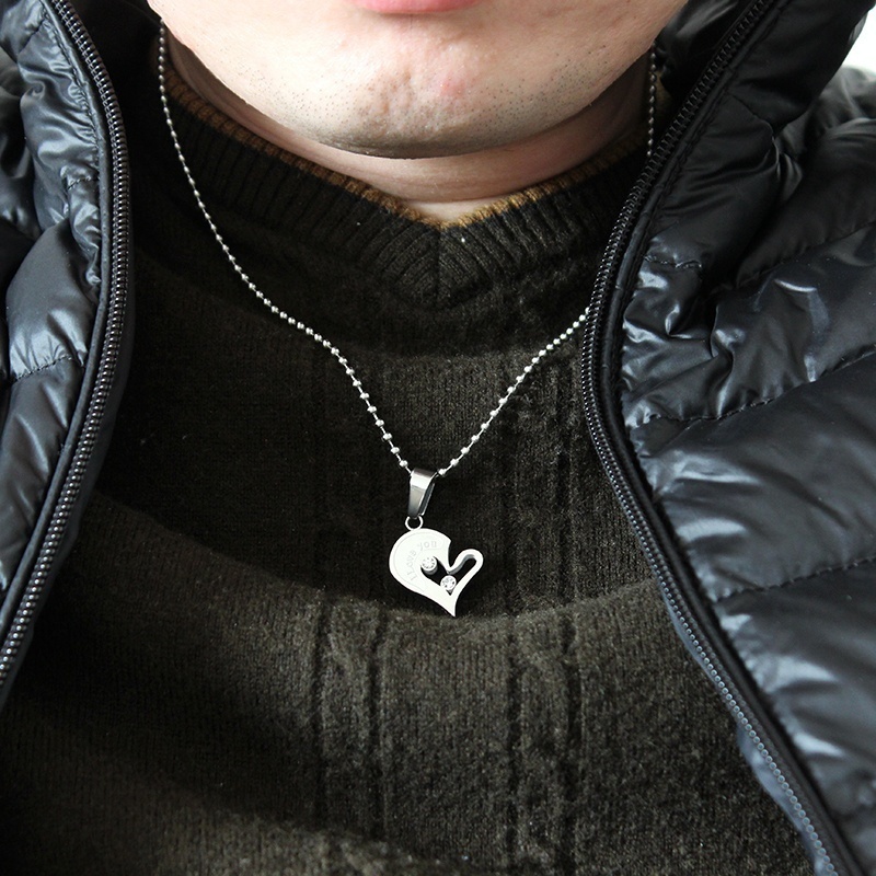 2Pcs Set Love Heart Necklaces for Couples