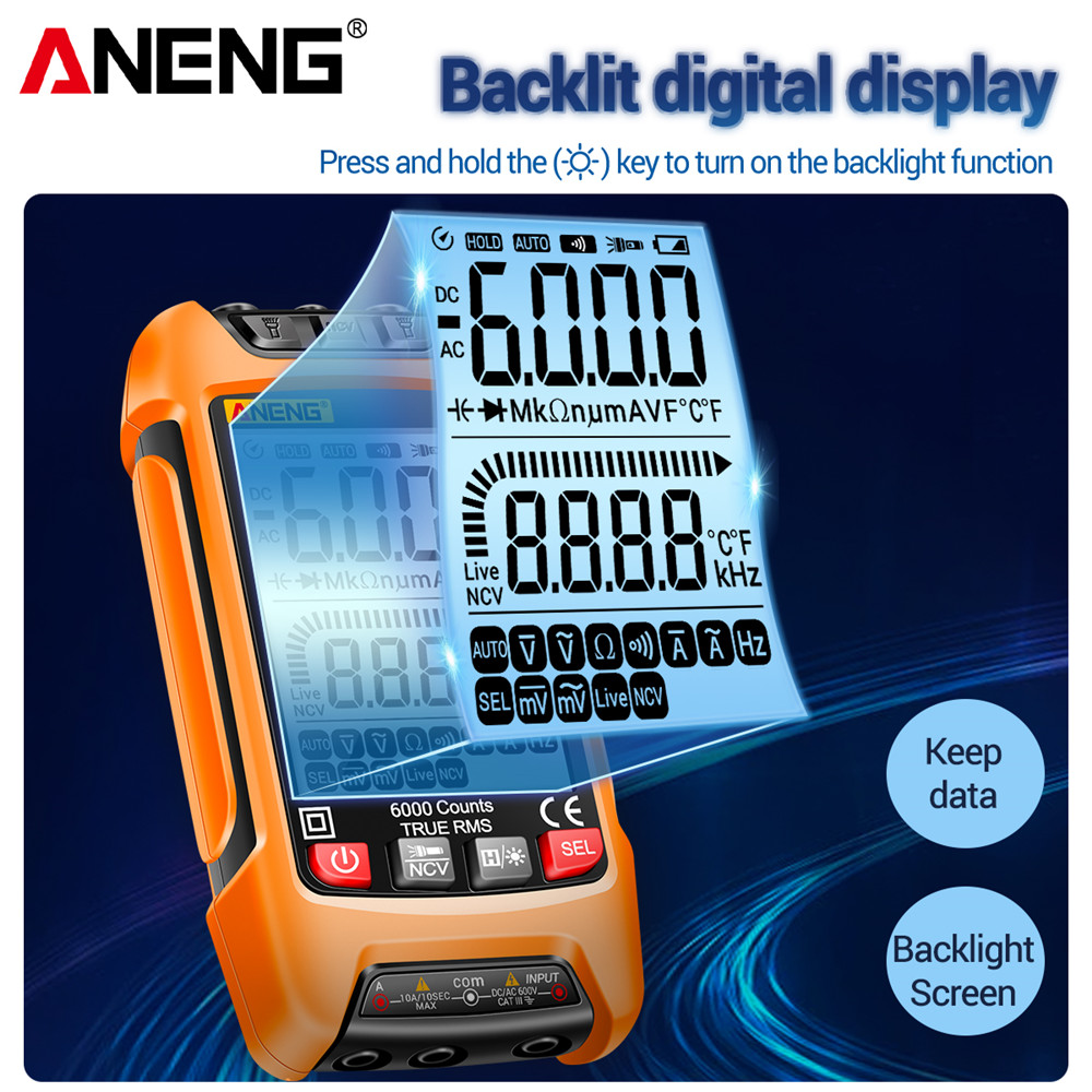 Aneng Sz01 Smart Digital Multimeter 6000 Counts True Rms - Temu