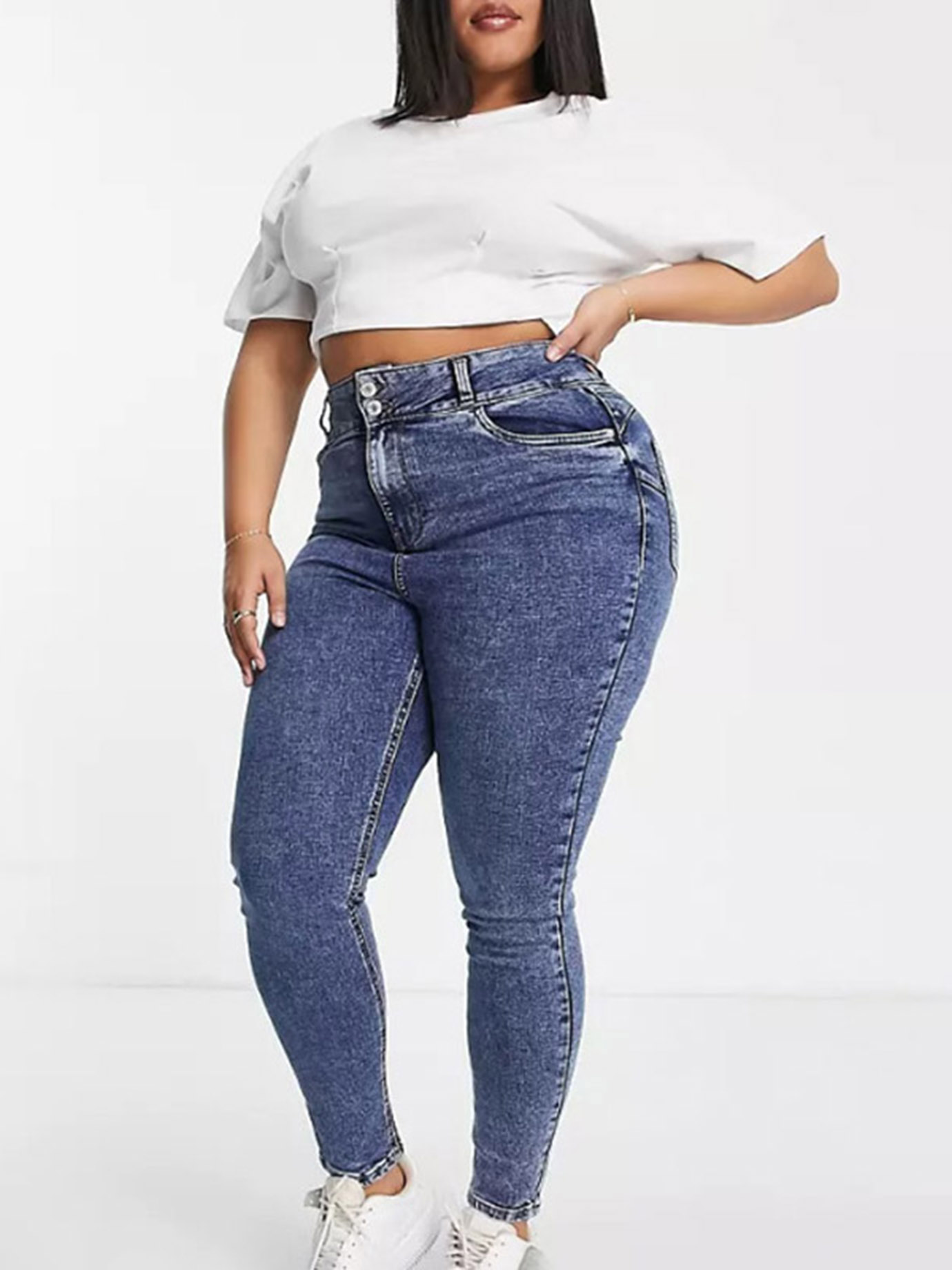 Women's Stretch Skinny Jeans Casual Button Fly Denim Pants - Temu