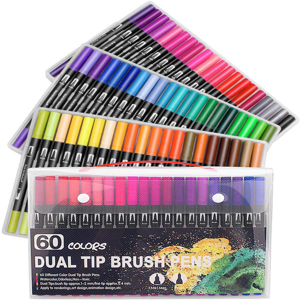 120 Color Dual Brush Art Markers Pen Fine Tip Brush Pens - Temu