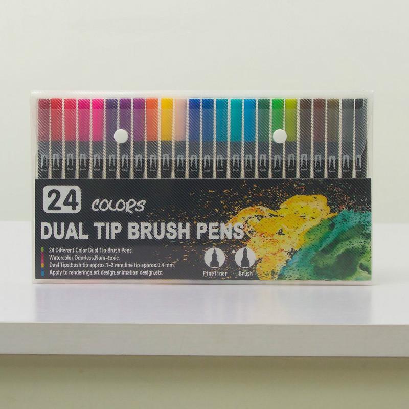 Real Brush Pens, Set of 12, Bright Tones, Blendable Watercolor Markers and  1 Water Brush, Art Supplies for School, Home, and Office