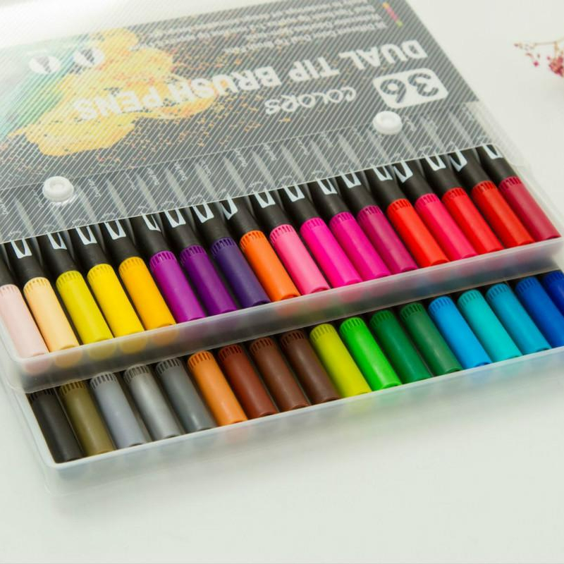 120 Colors Dual Tip Brush Art Marker Pens Coloring Markers Fine