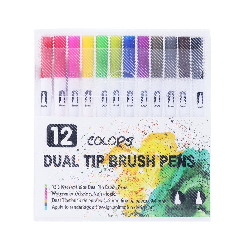 Pintar Dual Brush Pens Fine Tip - Flexible & Fineliner Pens, Watercolor  Brush, Art Supplies, 24 Pieces Dual Tip Brush Set, 2 Water Brush Included :  Target
