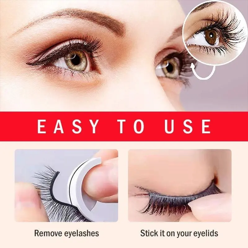 reusable self adhesive eyelashes natural multiple reversible glue free self adhesive pairs of false eyelashes 0