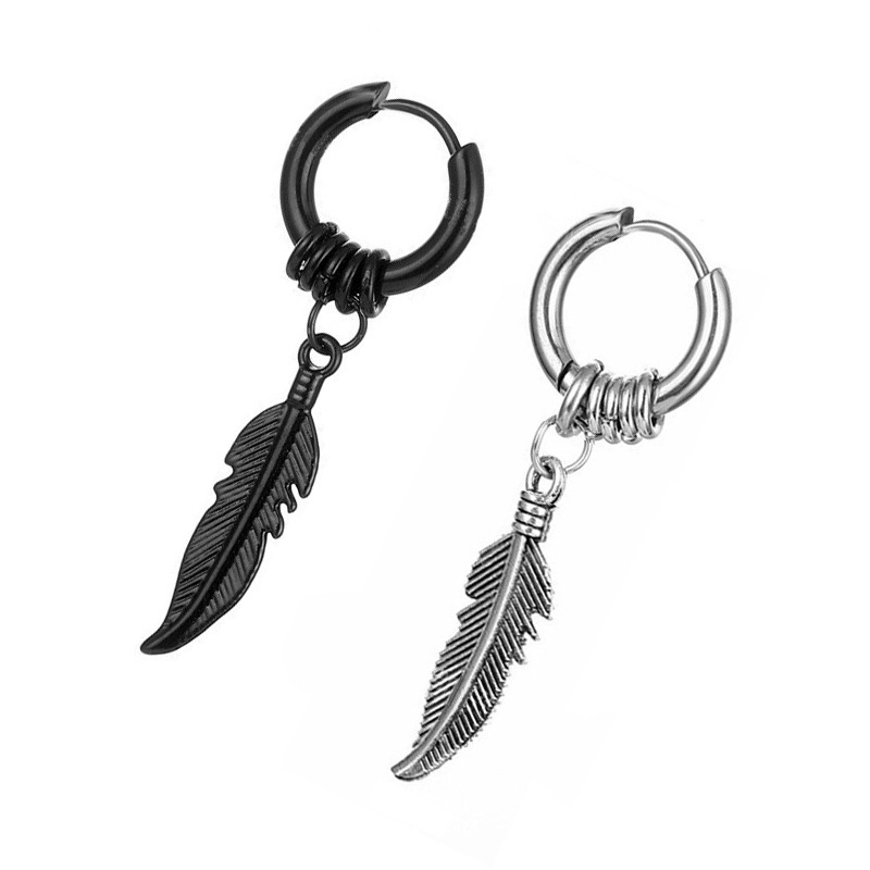 Men's single feather on sale earrings