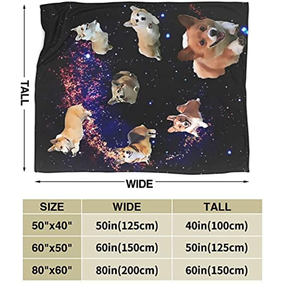 Corgi Space Pattern Blanket Soft Flannel Throw Blanket Bed Temu