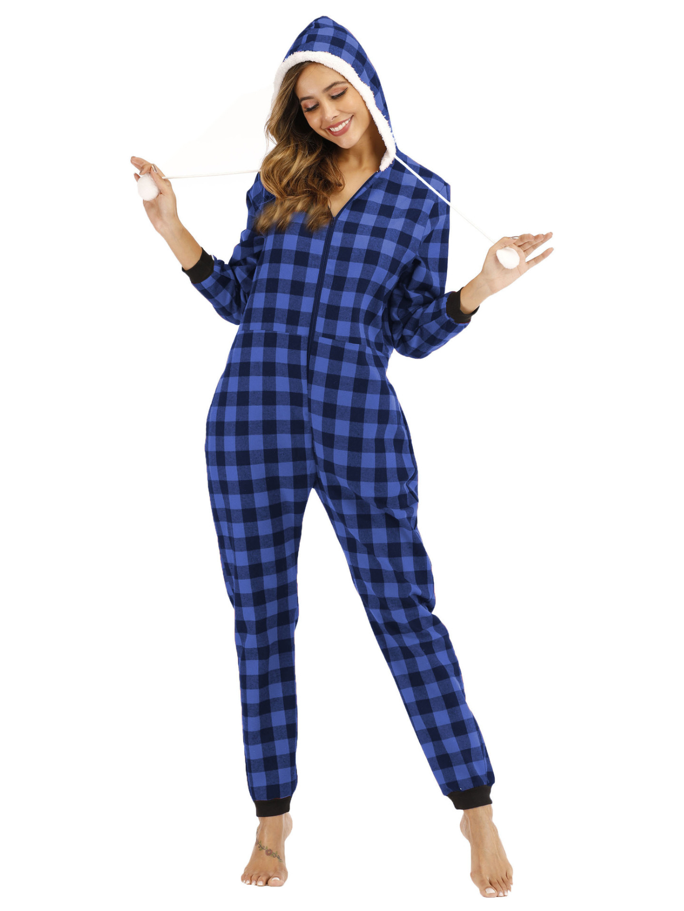 Adult Onesie Pajamas For Women, Christmas Winter Warm Flannel Hoodie  Jumpsuit One Piece Nightwear Sleepwear - Temu