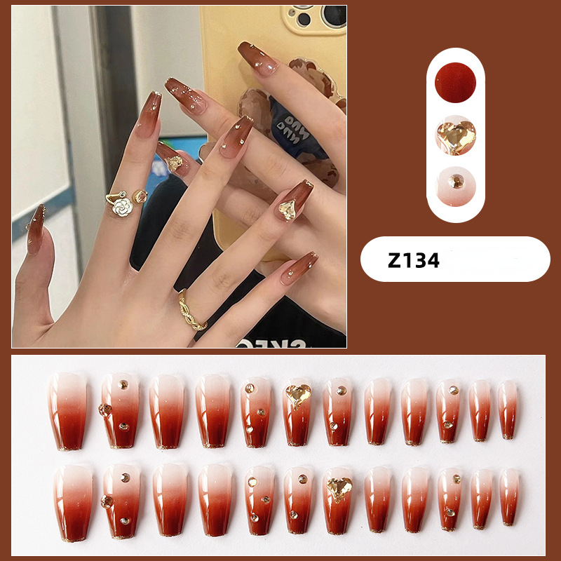 24pcs French Tip Press On Nails Glitter Fake Nails Glossy Full Cover ...