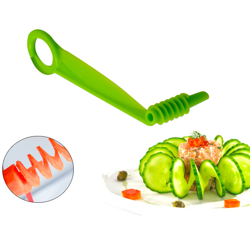 2 Pack Cucumber Carrot Potato Vegetable Spiral Knife Spiral Slicer Blade  Manual Slicer Cut Kitchen Accessories Spiral Slicer, Orange,Green,Purple