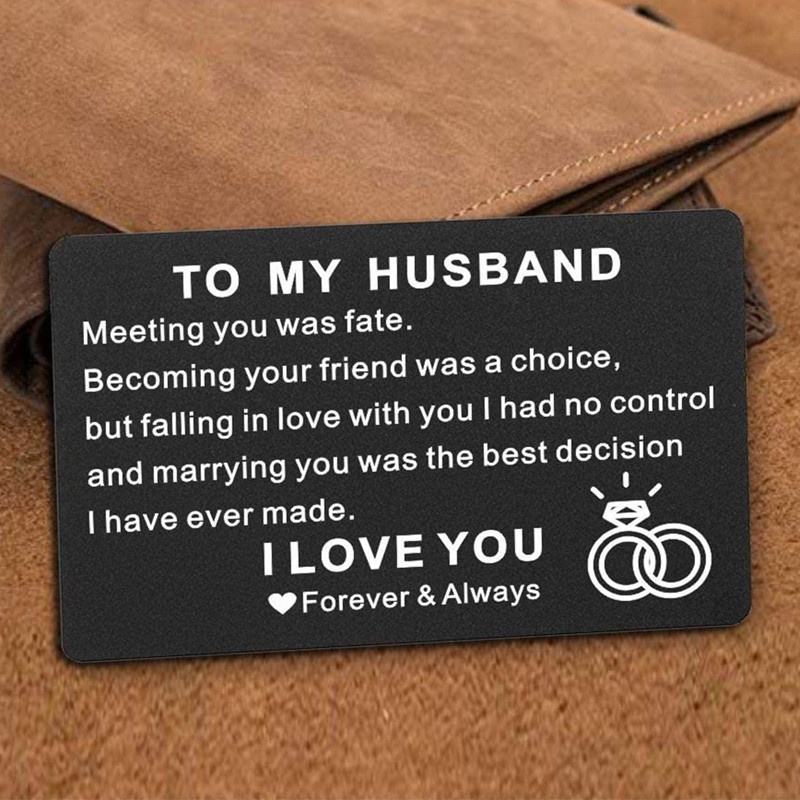 Engraved Wallet Love Note - Cute Anniversary Gifts for Him, Gift for Boyfriend, Hubby, Just Because I Love You, 6th or 10th Year Anniversary Gift