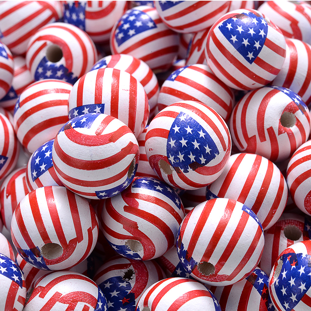 10pcs 16mm Flag Wooden Beads - Lowest Price with Free Shipping