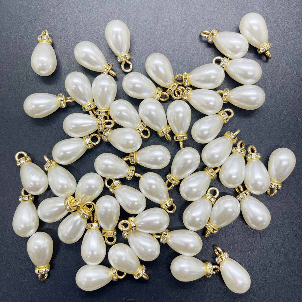 50 Pieces 8mm Pearl Charms Pendants Filigree Flower Cap Drop Bead Imitation Pearl Dangle Charms for DIY Earrings Jewelry Making Accessory, 10 Colors