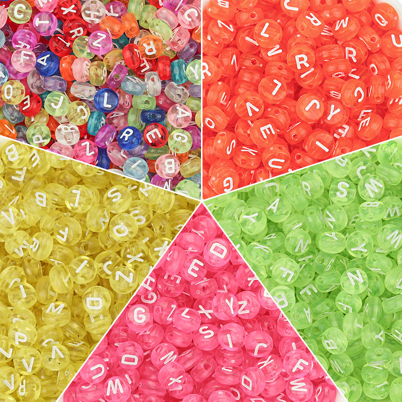 100pcs/Lot Candy Color Flat Round Plastic Beads for Jewelry Making Loose  Spacer Bead DIY Bracelet Necklace Gift For Children