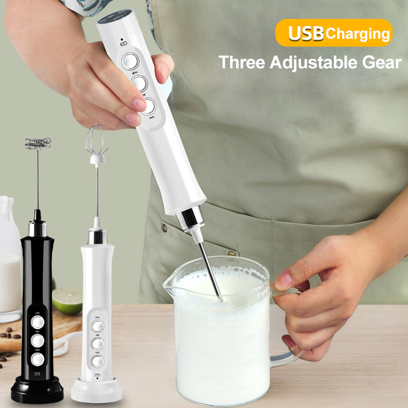 Rechargeable 3-in-1 Electric Milk Frother, Foam Maker, Egg Whisk, And  Blender - Portable Cappuccino And Coffee Mixer For Kitchen Supplies - Temu