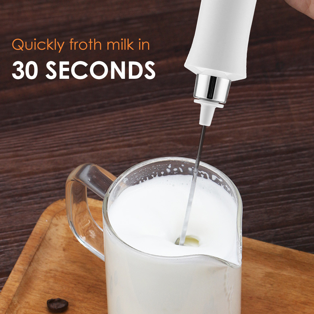  Espumador de leche de mano, máquina de espuma de leche  recargable por USB con 3 batidores de acero inoxidable, mini mezclador de 3  velocidades ajustables para café, latte, capuchino, matcha, chocolate