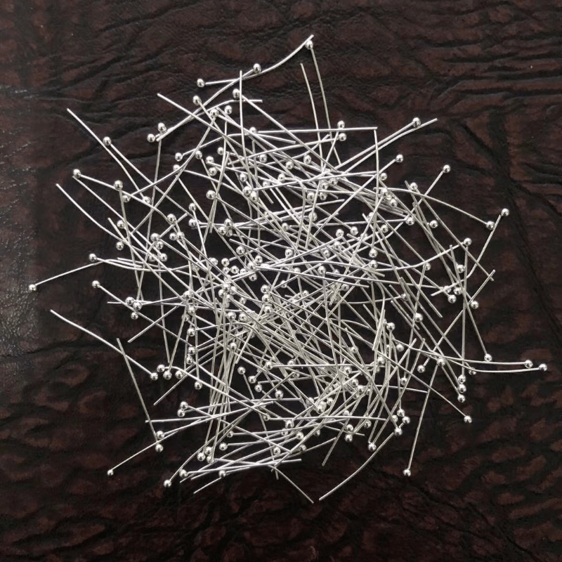 Silver Metal Wire Ball Head Pins For DIY Jewelry Making 16 50mm