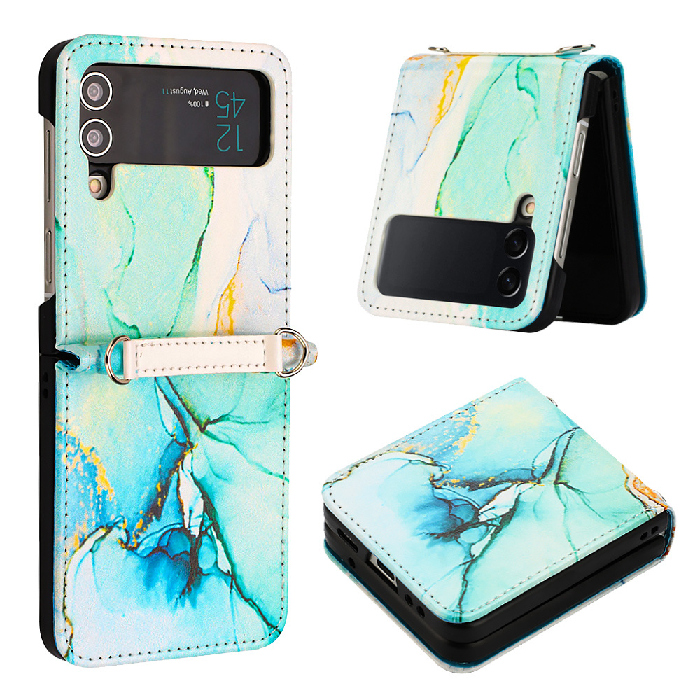 Wallet Samsung Z Flip Case, for Samsung Z Flip 3 / Blue Green