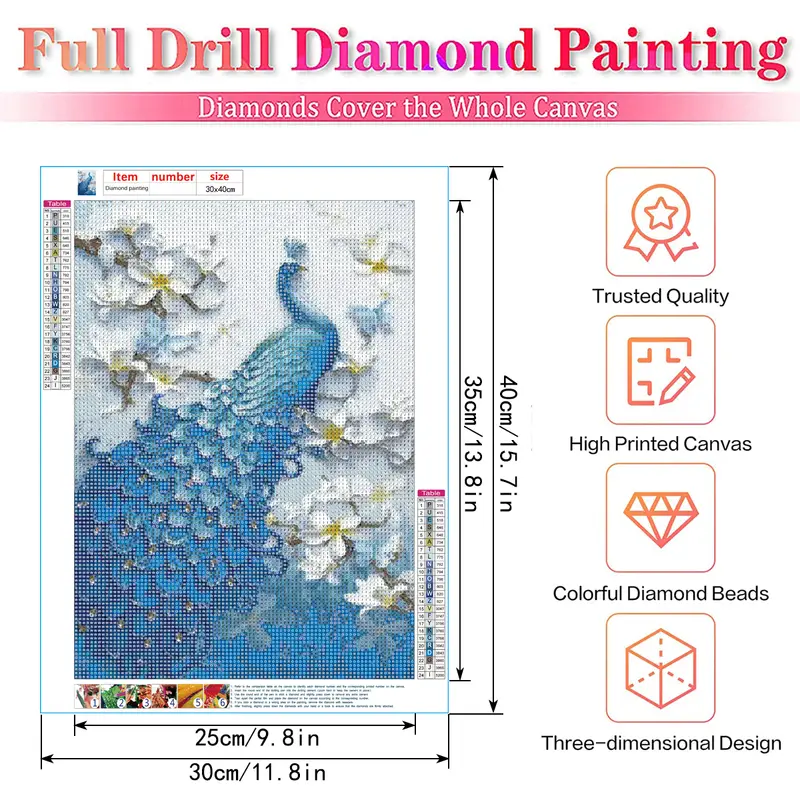 5d Diamond Painting Kits Full Drill Peacock Diy Paint By - Temu