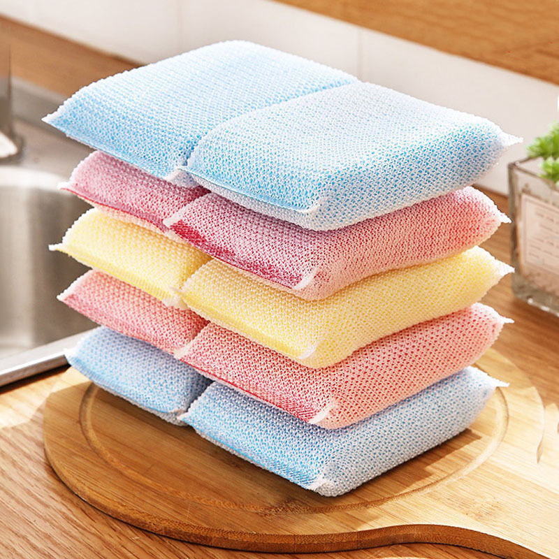 Kitchen Cleaning Sponge Double Sided Sponge Scrubber Sponges For Dishwashing  Scouring Pad Dish Cloth Kitchen Cleaning Accessory - AliExpress