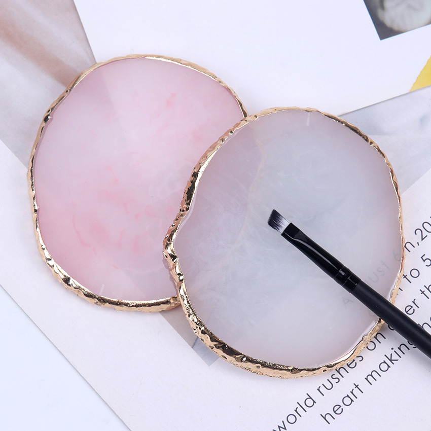 1PC Round Resin Agate Stone Nail Color Palette Gel Polish Palette Mixing  Drawing Paint Plate Pad Manicure Nail Art Display Shelf