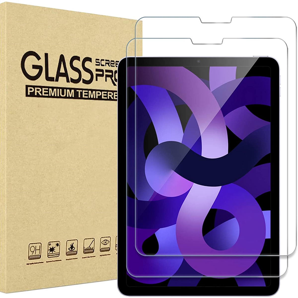 Pour iPad 10.2 2 PCS 9H 2.5D Protection des yeux Vert Verre Verre