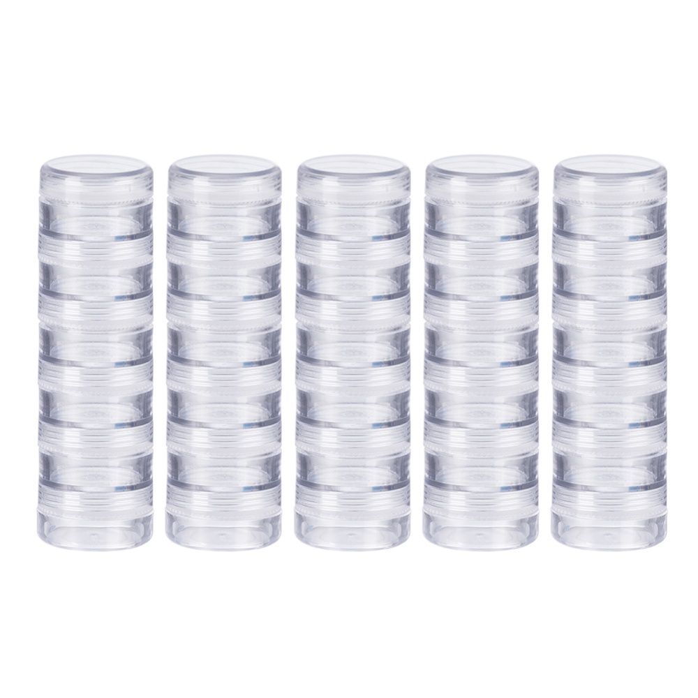 5 Layer Cylinder Stackable Bead Containers Plastic Round Clear Storage