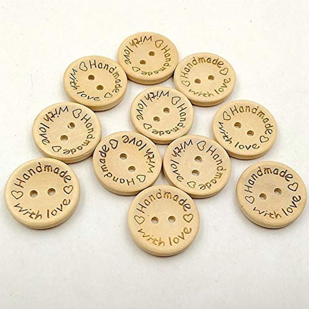 50Pcs 2Hole Natural Wooden Buttons handmade with love wood Button