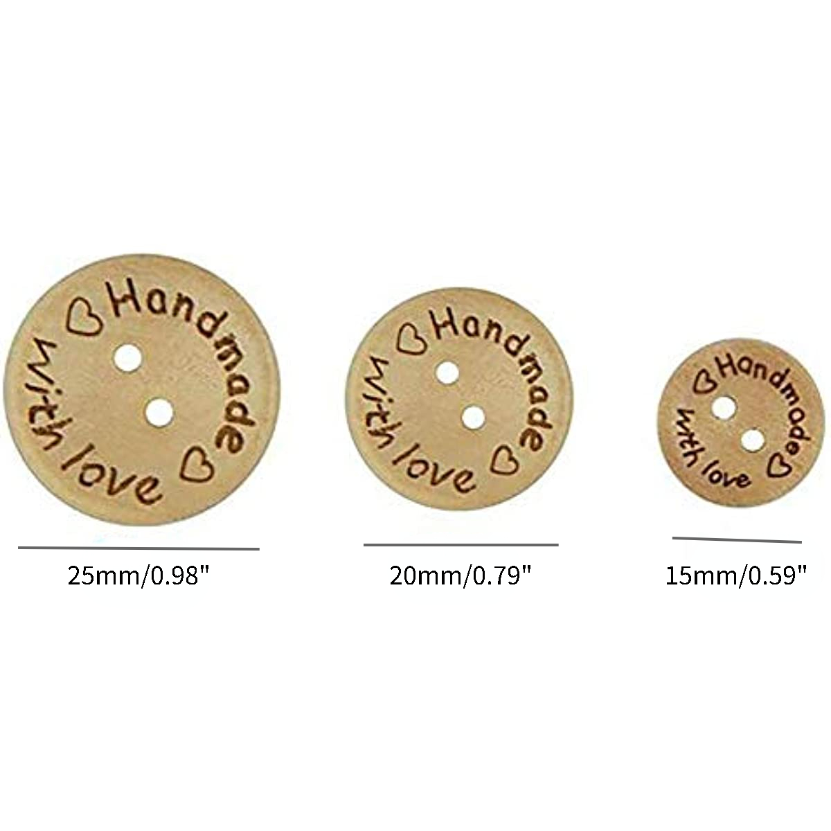 Botones decorativos para manualidades de costura – Paquete de 50 botones de  madera blanca de 2 agujeros de 0.669 in (7133)