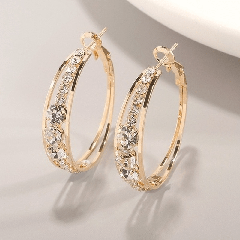 

Exquisite Fashion Female Jewelry Gold Color Zircon Earrings Romantic Valentine's Day Gift Engagement
