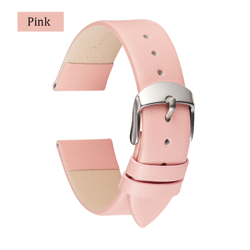 16 mm Pink Genuine Leather Strap for Women